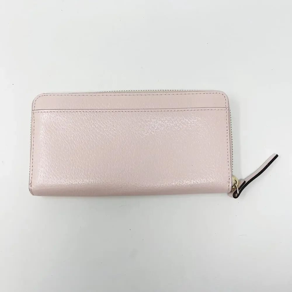 Kate Spade Light Pink Neda Wellesley Leather Wallet Zip Top Closure Zip Pockets